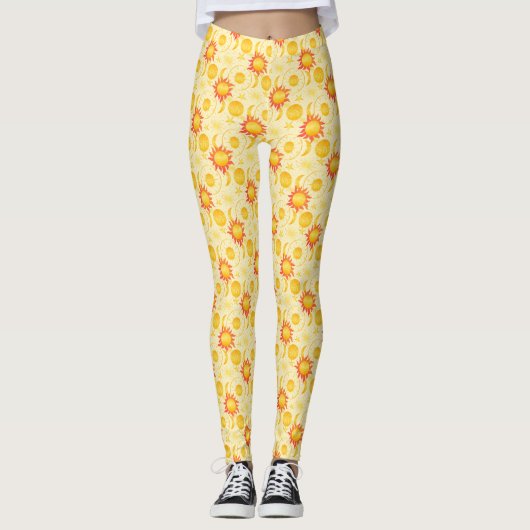 Magical Star Celestial Pattern met Sun Planets Leggings (Voorkant)