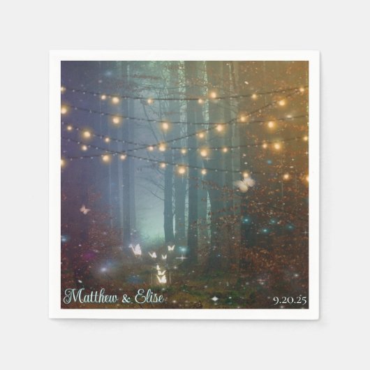 Magical String Lights Enchanted Forest Wedding Servet (Voorkant)