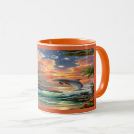 Magical Sunset Dolphin Tropical Ocean Mug Mok
