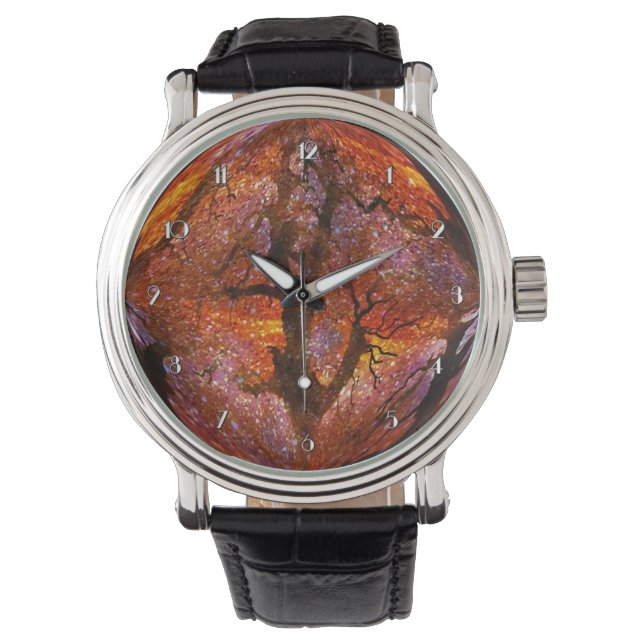 Magical Sunset Oranje Crystal Ball Wrist Watch Horloge (Voorkant)