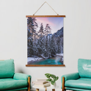 Magical sunset turquoise River Mojstrana, Slovenië Hangend Wandkleed