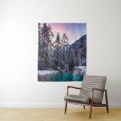 Magical sunset turquoise River Mojstrana, Slovenië Wandkleed (In situ)