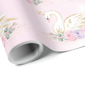 Magical Swan Princess | Roze en paarse bloemen Cadeaupapier (Rol Hoek)