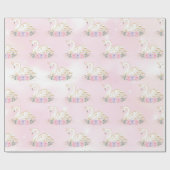 Magical Swan Princess | Roze en paarse bloemen Cadeaupapier (Vlak)