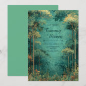 Magical Teal Forest Firefly Wedding Kaart (Voorkant / Achterkant)