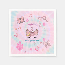 Magical Tie Dye Unicorn Coquette Bow Birthday  Servet