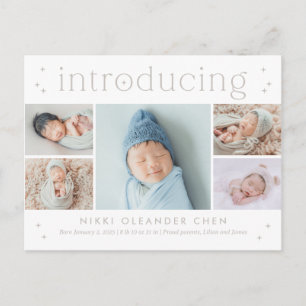 Magical Time Editable Color Birth Announding Pos Briefkaart