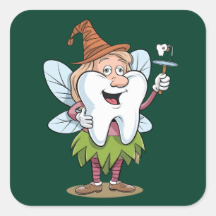 Magical Tooth Fairy Art Vierkante Sticker