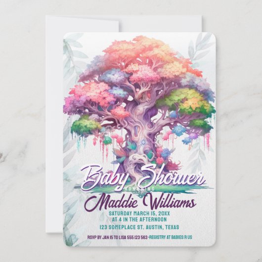 Magical Tree of Life Baby shower Aankondiging (Voorkant)