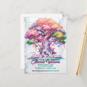Magical Tree of Life Baby shower Aankondiging Briefkaart