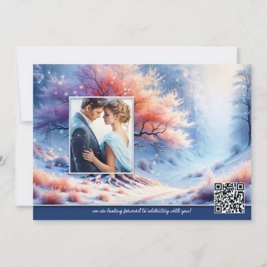 Magical Tree Winter Wedding Kaart (Achterkant)