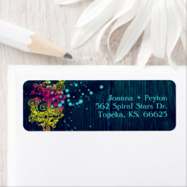 Magical Trees Midnight Blue Wedding Address Etiket