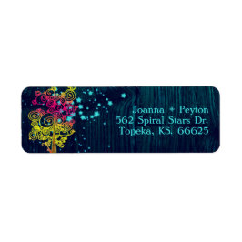 Magical Trees Midnight Blue Wedding Address Etiket