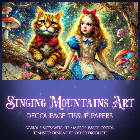 Magical Treetop Tales Alice and Cat Decoupage Tissuepapier