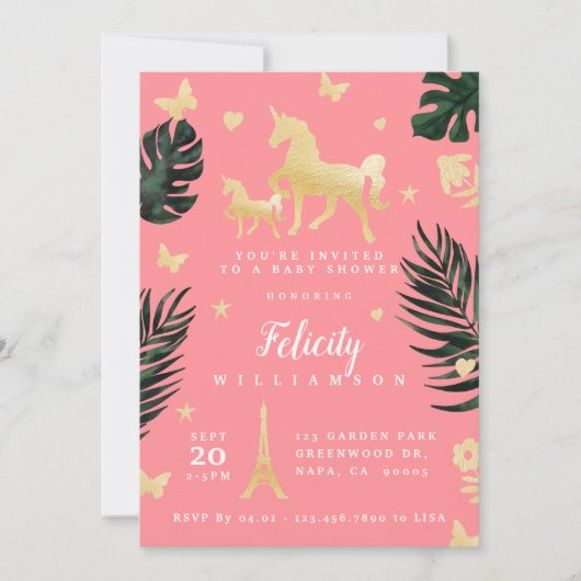 Magical Tropical Unicorn Baby shower Kaart (Voorkant)