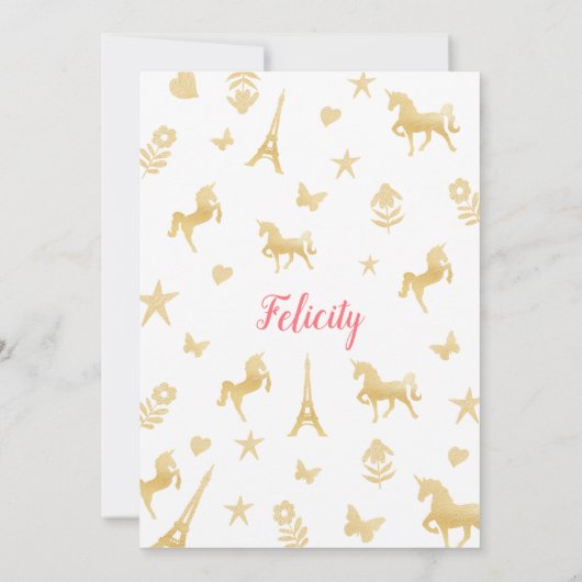 Magical Tropical Unicorn Baby shower Kaart (Achterkant)