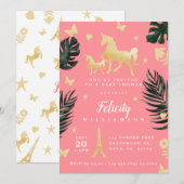 Magical Tropical Unicorn Baby shower Kaart (Voorkant / Achterkant)