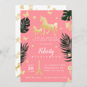 Magical Tropical Unicorn Baby shower Kaart