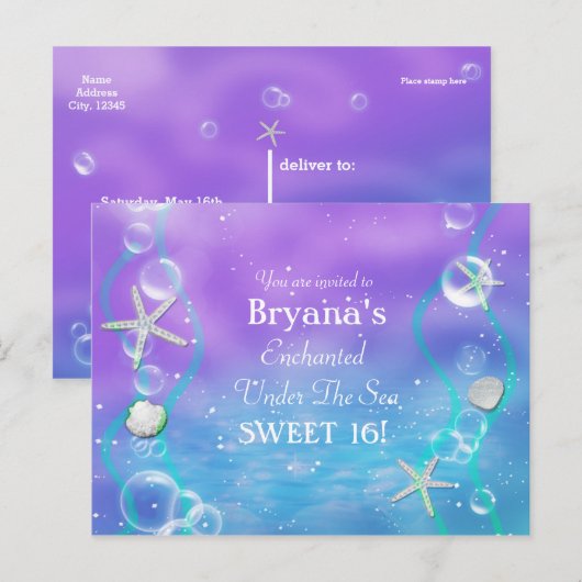 Magical under the Zee Birthday Briefkaart Invitati (Voorkant / Achterkant)