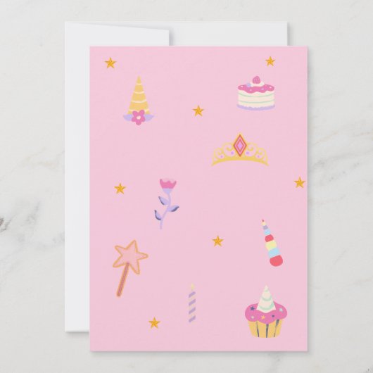 Magical Unicorn 1st Birthday Invitation for Girls Kaart (Achterkant)