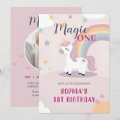 Magical Unicorn 1st Birthday Kaart (Voorkant / Achterkant)