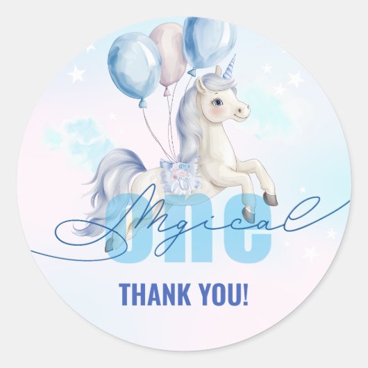 Magical Unicorn 1st Birthday Ronde Sticker (Voorkant)