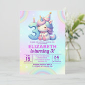 Magical Unicorn 3rd Birthday Invitation – Rainbow  Kaart (Staand voorkant)