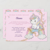 Magical Unicorn 5th Birthday Pastel Rainbow Kaart (Voorkant / Achterkant)