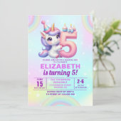 Magical Unicorn 5th Birthday – Rainbow theme Kaart (Staand voorkant)