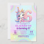 Magical Unicorn 6th Birthday – Rainbow Kaart (Voorkant)