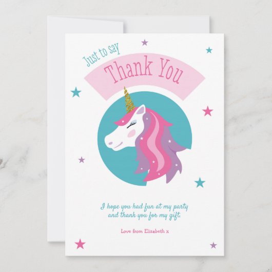 Magical Unicorn Birthday Dank je wel Bedankkaart (Voorkant)