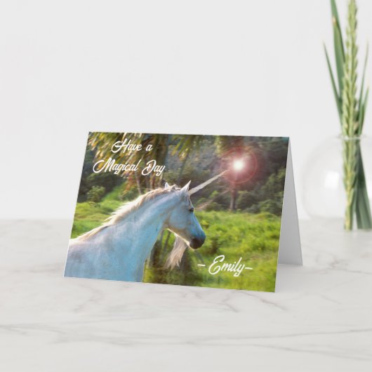 Magical Unicorn Birthday Een naam toevoegen Kaart (Voorkant)