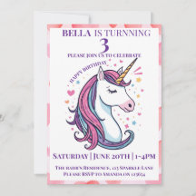 Magical Unicorn Birthday Invitation for Girls 