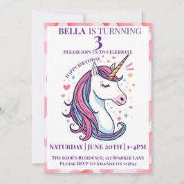 Magical Unicorn Birthday Invitation for Girls Kaart