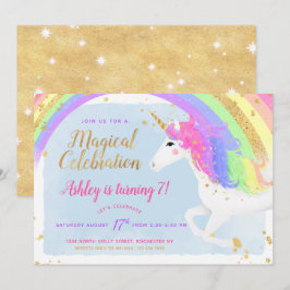Magical Unicorn Birthday Invitation | Goudregenboo Kaart