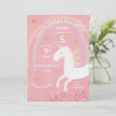 Magical Unicorn Birthday Invitation Kaart (Staand voorkant)