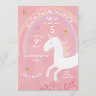 Magical Unicorn Birthday Invitation Kaart