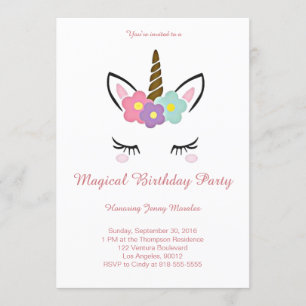 Magical Unicorn Birthday Invitation Kaart