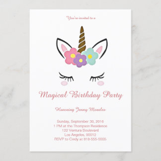 Magical Unicorn Birthday Invitation Kaart
