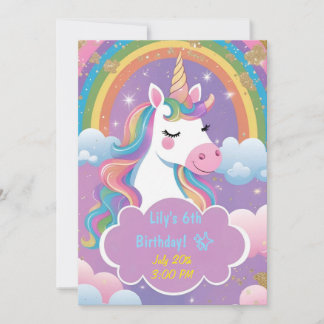 Magical Unicorn Birthday Invitation Kaart