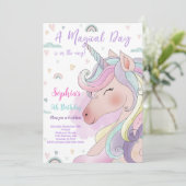 Magical Unicorn Birthday Invitation Kaart (Staand voorkant)