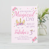 Magical Unicorn Birthday Invitation Kaart (Staand voorkant)