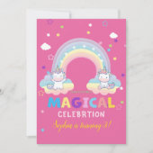 Magical Unicorn Birthday Invitation Kaart (Voorkant)