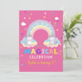 Magical Unicorn Birthday Invitation Kaart (Staand voorkant)