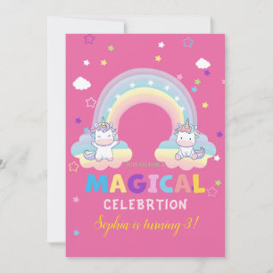 Magical Unicorn Birthday Invitation Kaart