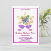Magical Unicorn Birthday Invitation Kaart (Staand voorkant)
