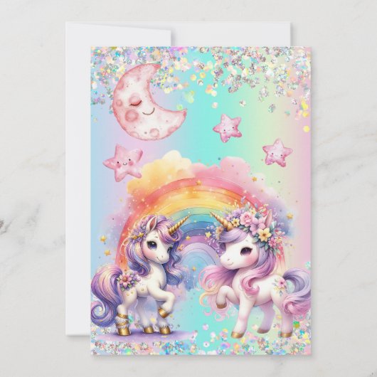 Magical Unicorn Birthday Invitation Kaart (Achterkant)