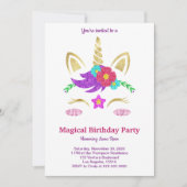 Magical Unicorn Birthday Invitation Kaart (Voorkant)