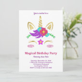 Magical Unicorn Birthday Invitation Kaart (Staand voorkant)