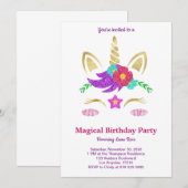 Magical Unicorn Birthday Invitation Kaart (Voorkant / Achterkant)